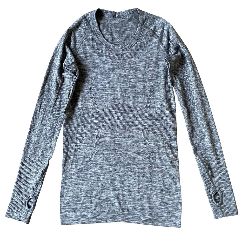 Lululemon Swiftly Tech Long Sleeve Crew Women size 6 Gray Running Thumb Hole